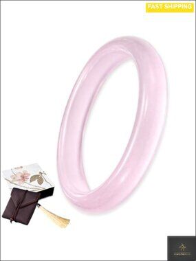 Natural Jade Bangle Bracelet Round Polished Stone Chunky Bangle for Women